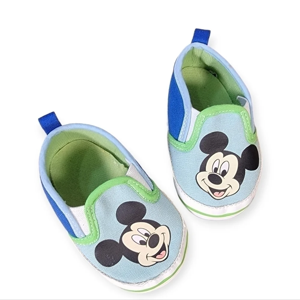 Disney Mickey Mouse Canvas Slip On Baby Size 6 - 9 months